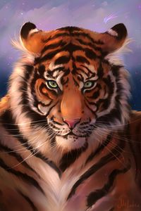Preview wallpaper tiger, muzzle, art, predator, striped