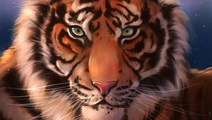 Preview wallpaper tiger, muzzle, art, predator, striped