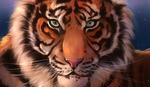 Preview wallpaper tiger, muzzle, art, predator, striped