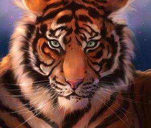 Preview wallpaper tiger, muzzle, art, predator, striped