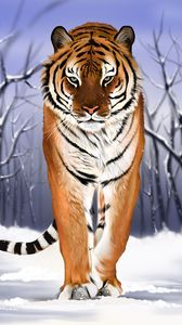 Preview wallpaper tiger, predator, big cat, snow, art
