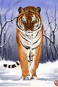 Preview wallpaper tiger, predator, big cat, snow, art