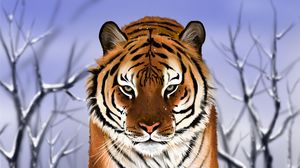 Preview wallpaper tiger, predator, big cat, snow, art