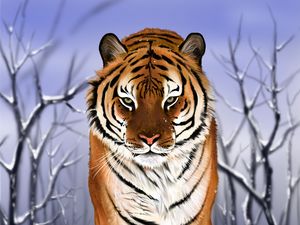 Preview wallpaper tiger, predator, big cat, snow, art