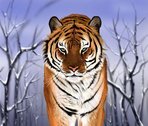 Preview wallpaper tiger, predator, big cat, snow, art