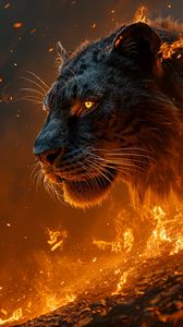 Preview wallpaper tiger, predator, fire, flame