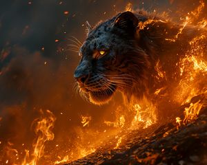 Preview wallpaper tiger, predator, fire, flame