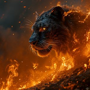 Preview wallpaper tiger, predator, fire, flame