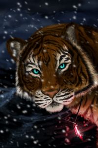 Preview wallpaper tiger, snow, art, predator, pendant, glance