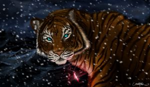 Preview wallpaper tiger, snow, art, predator, pendant, glance