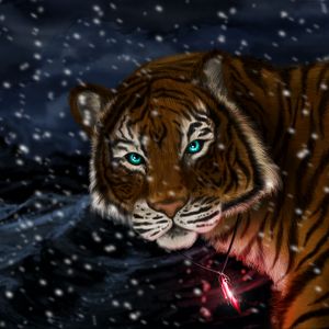 Preview wallpaper tiger, snow, art, predator, pendant, glance