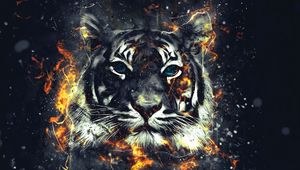 Preview wallpaper tiger, sparks, art, flash