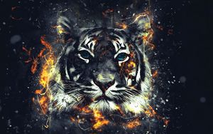 Preview wallpaper tiger, sparks, art, flash