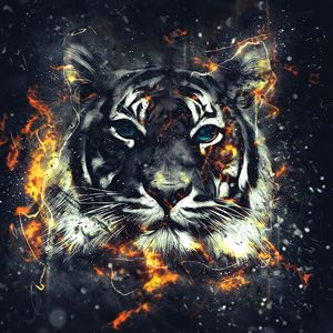 Preview wallpaper tiger, sparks, art, flash