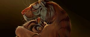 Preview wallpaper tigers, tiger, cub, hugs, art