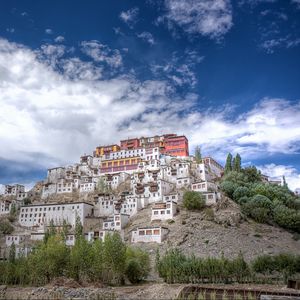 Preview wallpaper tiksi, india, monastery, mountain, buildings