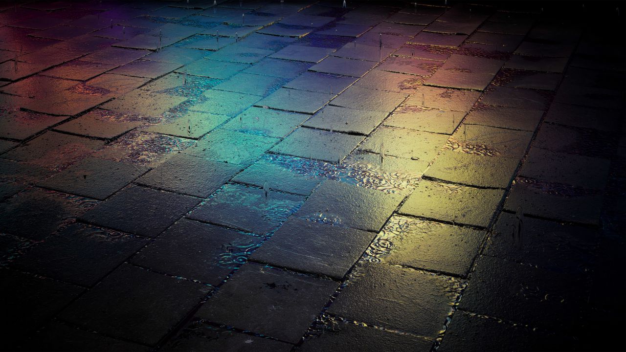 Wallpaper tile, street, wet, gradient, colorful