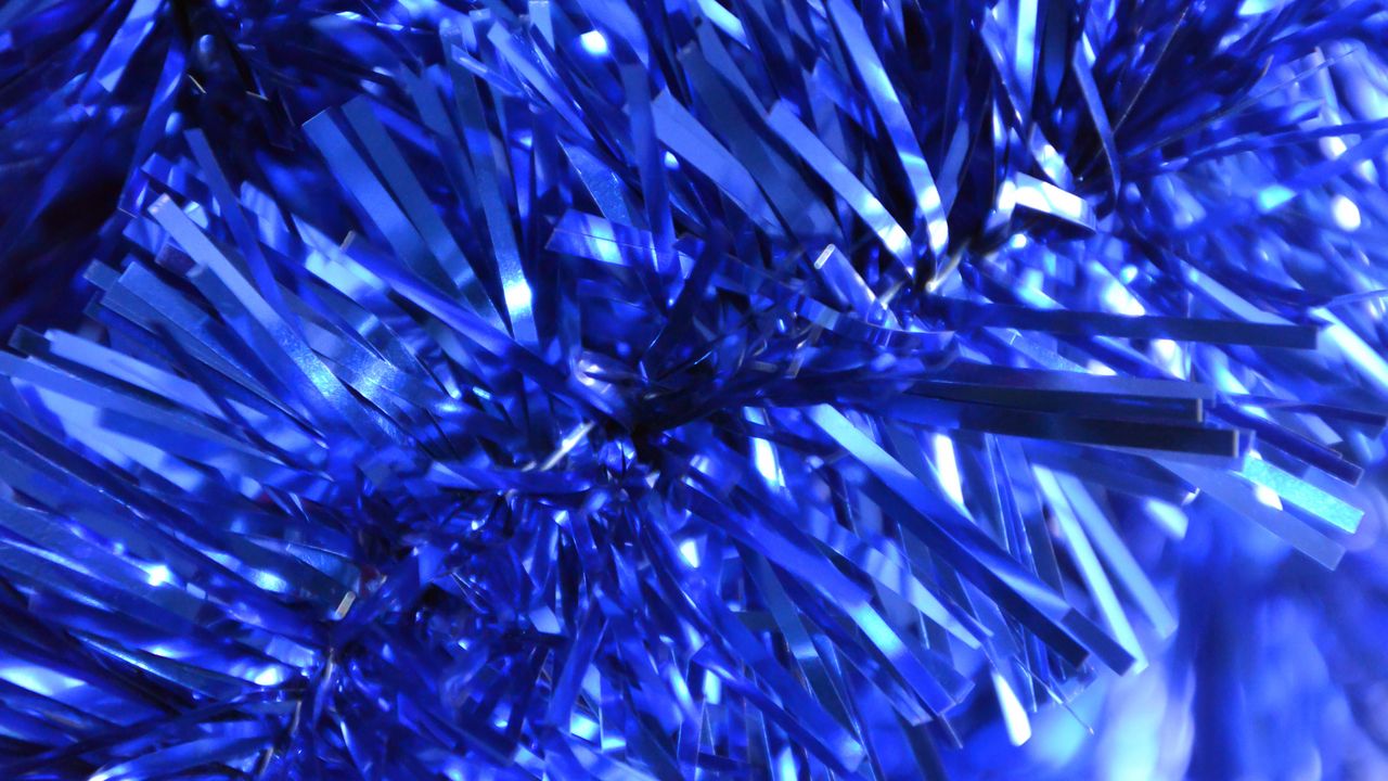 Wallpaper tinsel, christmas, new year, blue, decoration, glitter