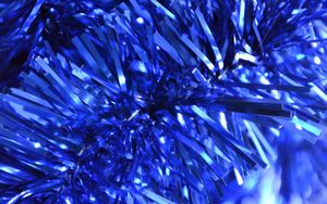 Preview wallpaper tinsel, christmas, new year, blue, decoration, glitter