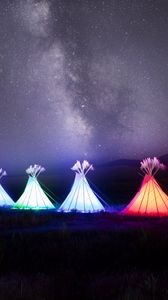 Preview wallpaper tipi, glow, night, milky way