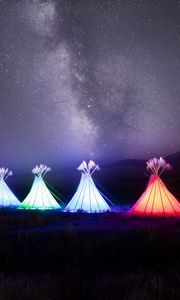 Preview wallpaper tipi, glow, night, milky way