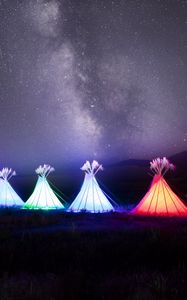 Preview wallpaper tipi, glow, night, milky way