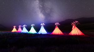 Preview wallpaper tipi, glow, night, milky way
