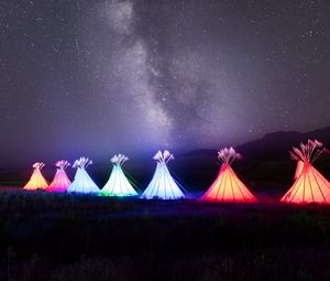 Preview wallpaper tipi, glow, night, milky way