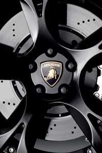 Preview wallpaper tire, rim, black, sports car, lamborghini, emblem