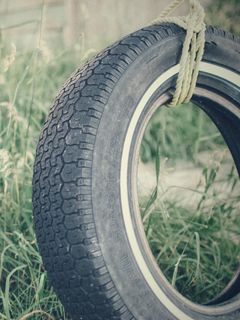 240x320 Wallpaper tire, rope, grass