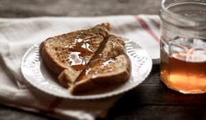 Preview wallpaper toast, bread, honey, bank, plate