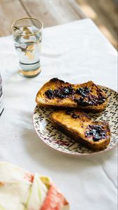 Preview wallpaper toast, jam, breakfast