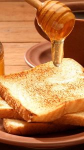 Preview wallpaper toasts, bread, honey, tea