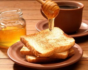 Preview wallpaper toasts, bread, honey, tea