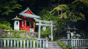 Preview wallpaper torii gate, building, pagoda, fence, architecture, asia