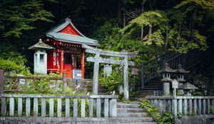 Preview wallpaper torii gate, building, pagoda, fence, architecture, asia