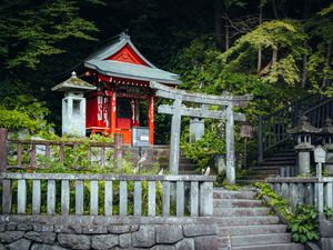 Preview wallpaper torii gate, building, pagoda, fence, architecture, asia