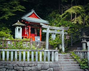 Preview wallpaper torii gate, building, pagoda, fence, architecture, asia
