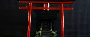 Preview wallpaper torii gate, dogs, architecture, japan