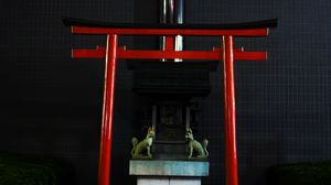 Preview wallpaper torii gate, dogs, architecture, japan