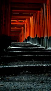 Preview wallpaper torii gate, japan, steps, blur