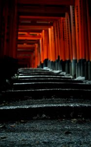 Preview wallpaper torii gate, japan, steps, blur