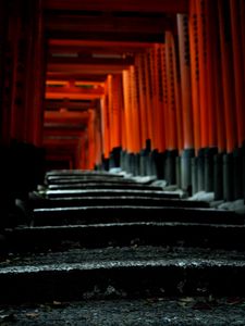 Preview wallpaper torii gate, japan, steps, blur