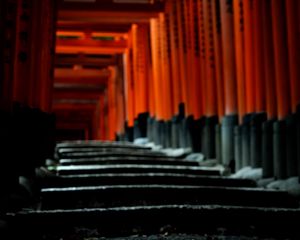 Preview wallpaper torii gate, japan, steps, blur