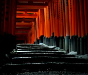 Preview wallpaper torii gate, japan, steps, blur