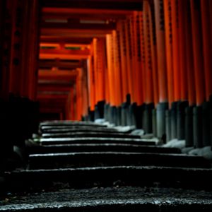 Preview wallpaper torii gate, japan, steps, blur