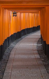 Preview wallpaper torii gate, path, turn, lantern