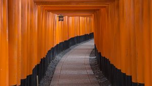 Preview wallpaper torii gate, path, turn, lantern