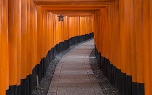 Preview wallpaper torii gate, path, turn, lantern
