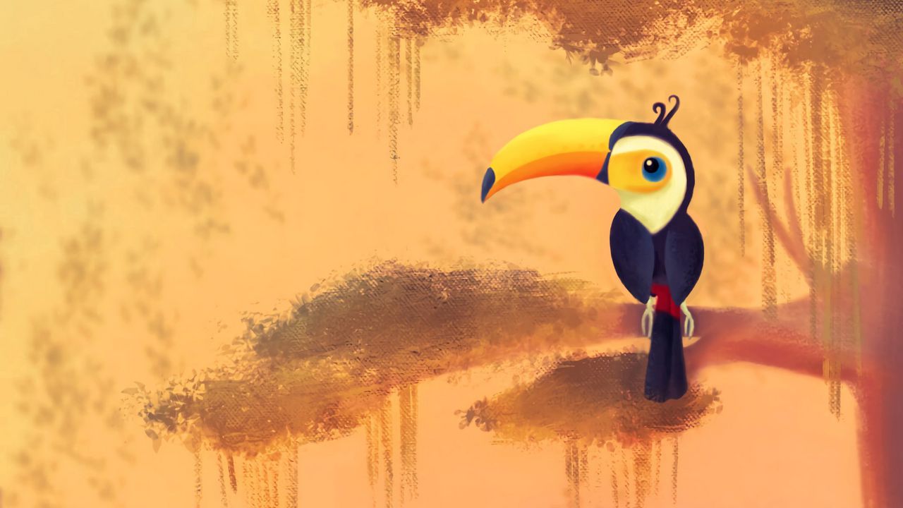Wallpaper toucan, bird, art, tree, branch